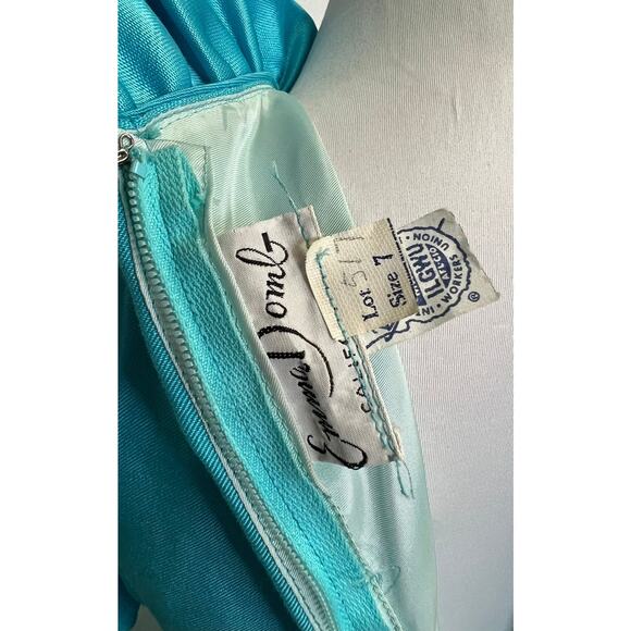 Vintage 1960s Cerulean Blue Emma Domb Gown Romantic Regency Inspired Size 7 - Picture 5 of 6